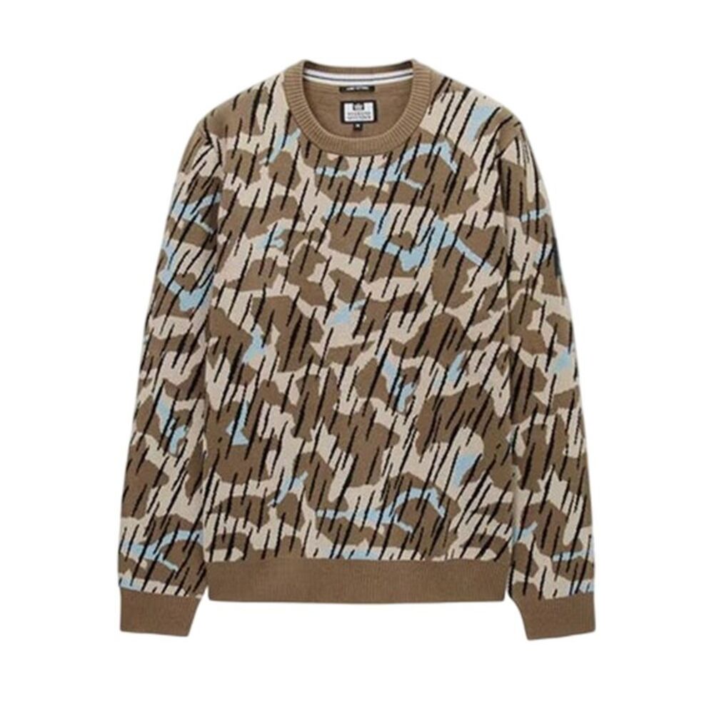 Weekend Offender Mens Camo Knitted Sweatshirt / Sand